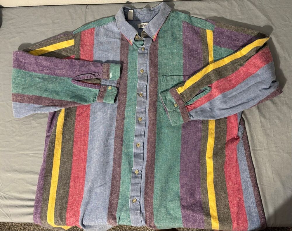 Vintage Saddlebrook Westernwear Multicolor Striped Button Shirt Men's Size 2XL